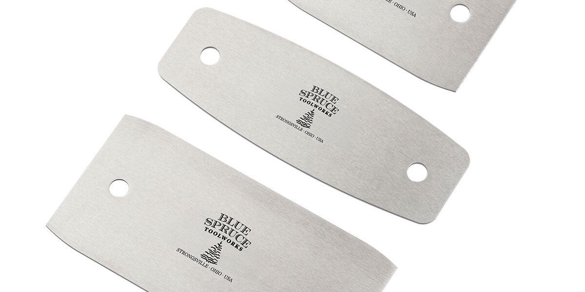 Blue Spruce straight and curved card scrapers for woodworking