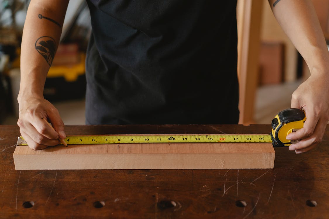 Measuring wood for a project