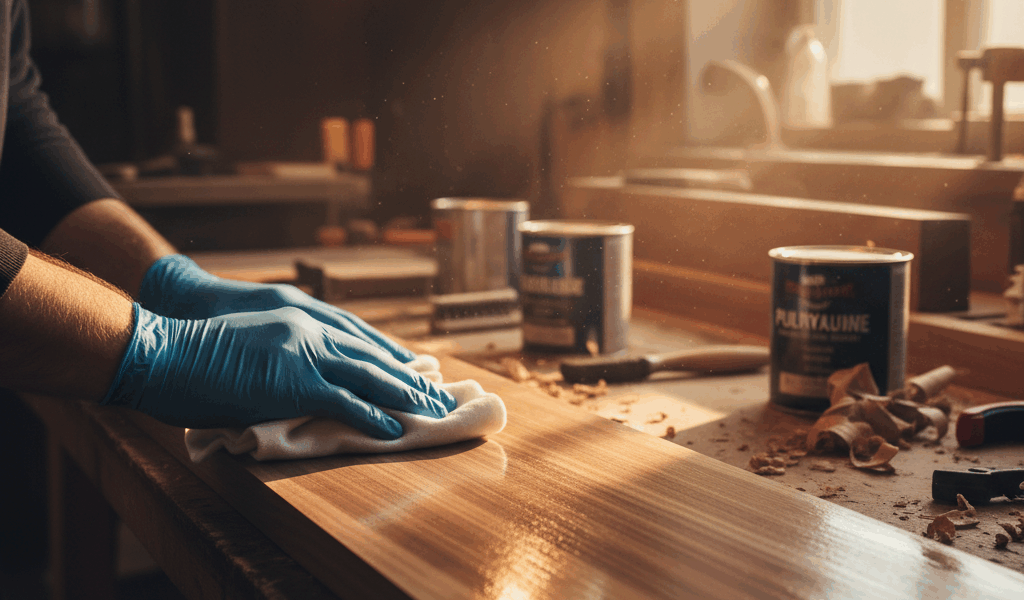 Applying wipe-on polyurethane to wood